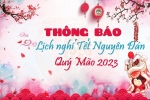 Thông báo thời gian nghỉ tết Nguyên đán Quý Mão 2023